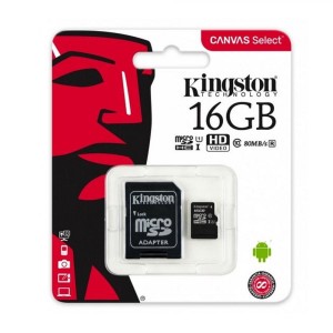 Micro SD 16Gb Kingston con adattatore SD CL10
